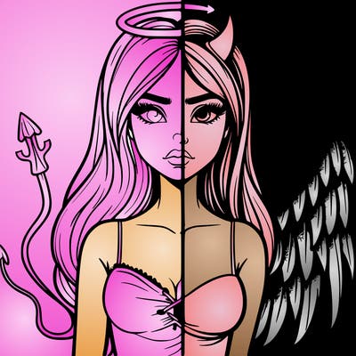 devil vs angel realistic girl