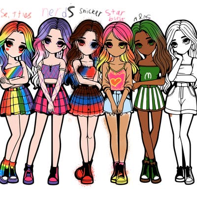 a group of girls realistic