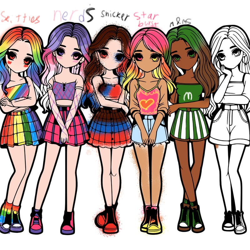 a group of girls realistic