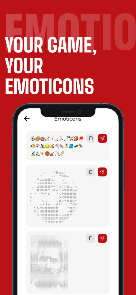 Tudo Football App - Tudo Football App screen showing various sports emoticons and text art