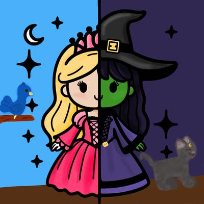 split princess and witch