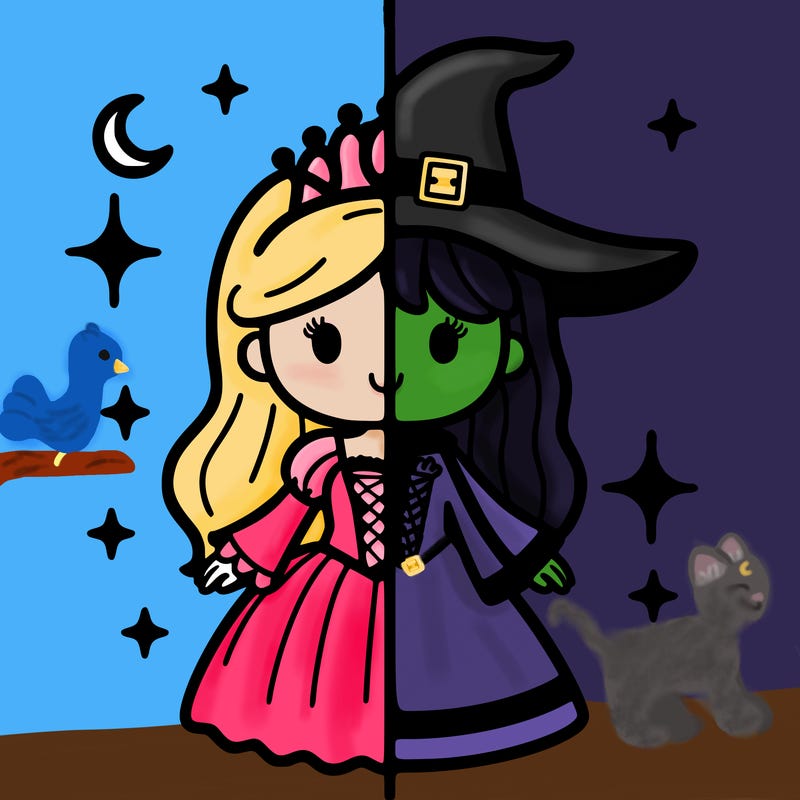 split princess and witch