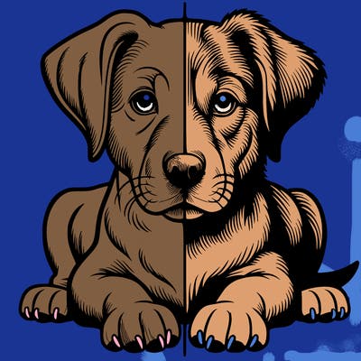 realistic dog split picture