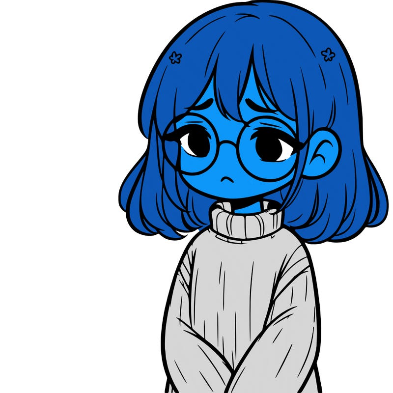 sad girl with glasses in a sweater