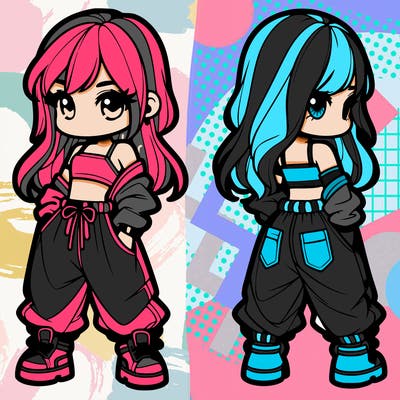 girl in crop top and baggy pants