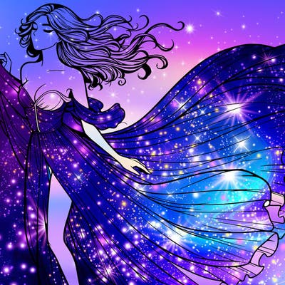 realistic woman in dress flowing the the wind