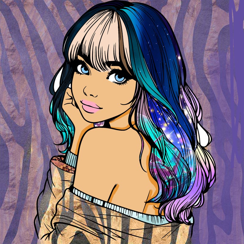 realistic girl with bangs looking over her shoulder