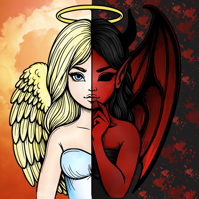 realistic angel half demon