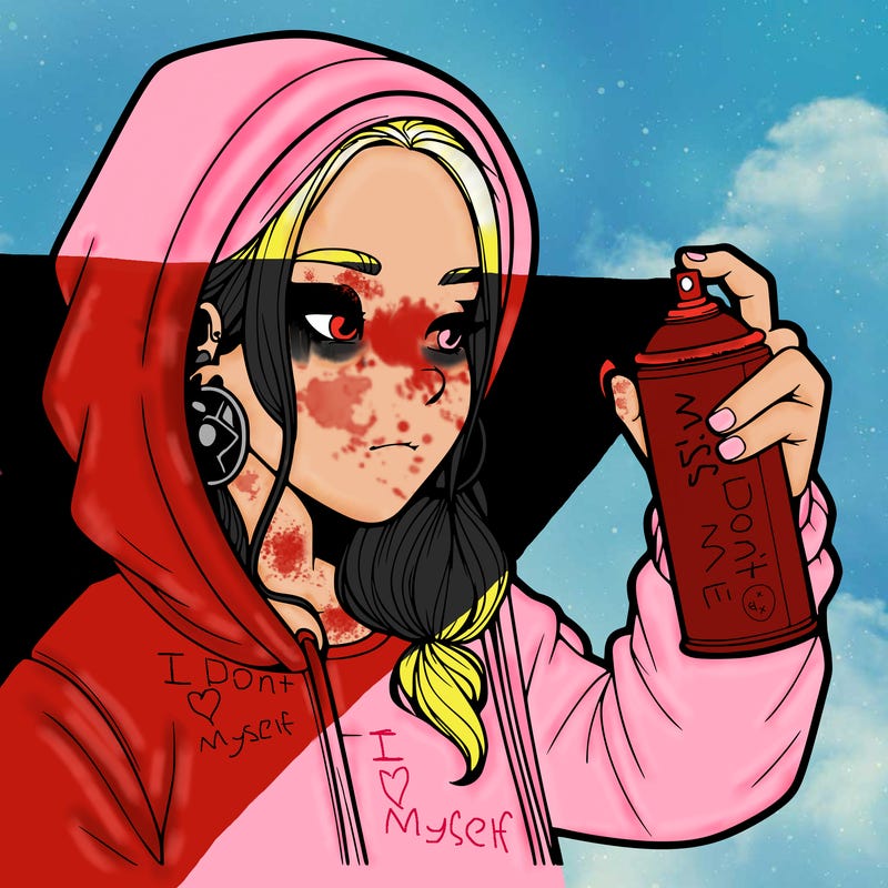 a realistic girl, spray painting