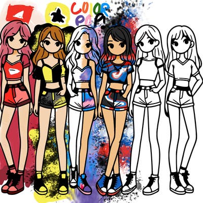 a group of girls wearing crop tops and shorts