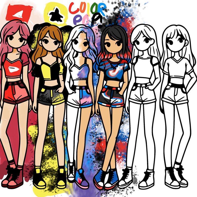 a group of girls wearing crop tops and shorts