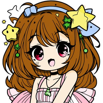 cute anime girl with star accessories
