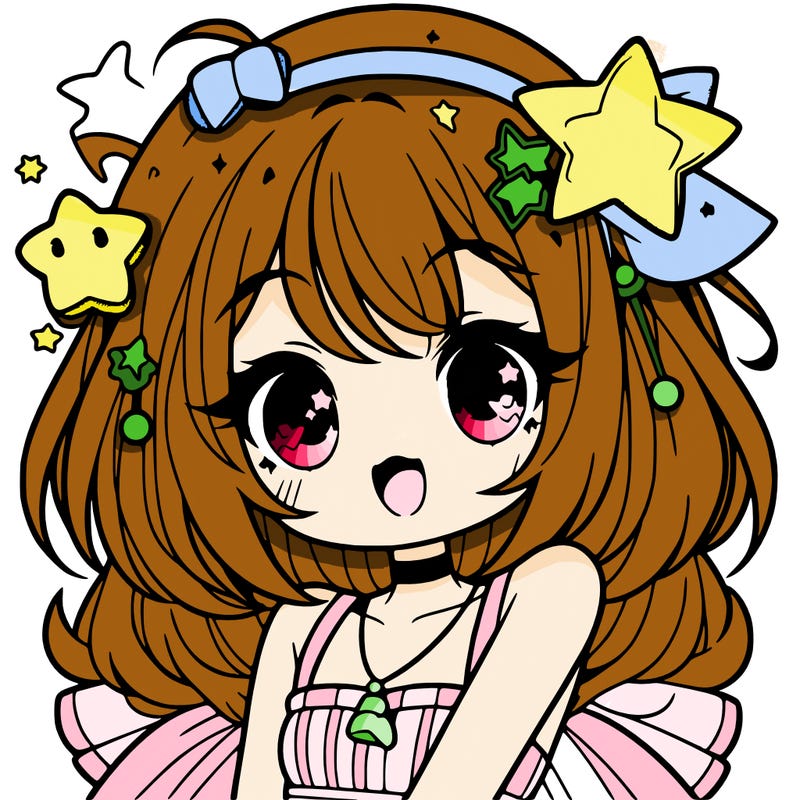 cute anime girl with star accessories