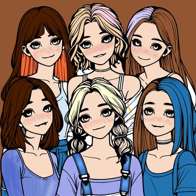a group of girls realistic