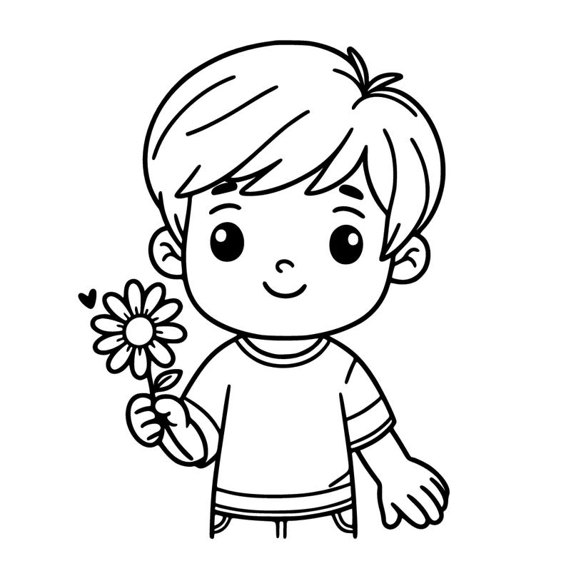 boy holding a flower