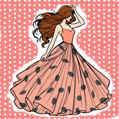 realistic woman with dress flowing in the wind