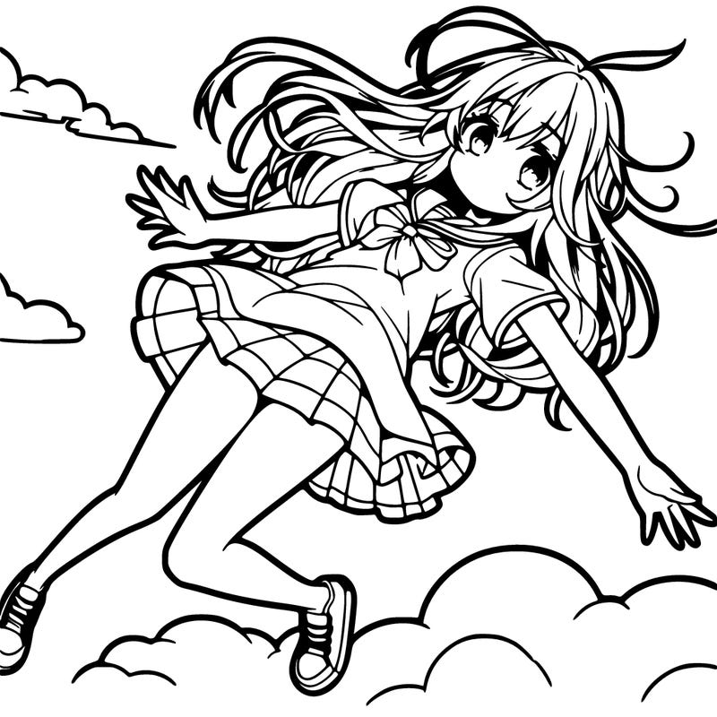 anime girl falling from sky