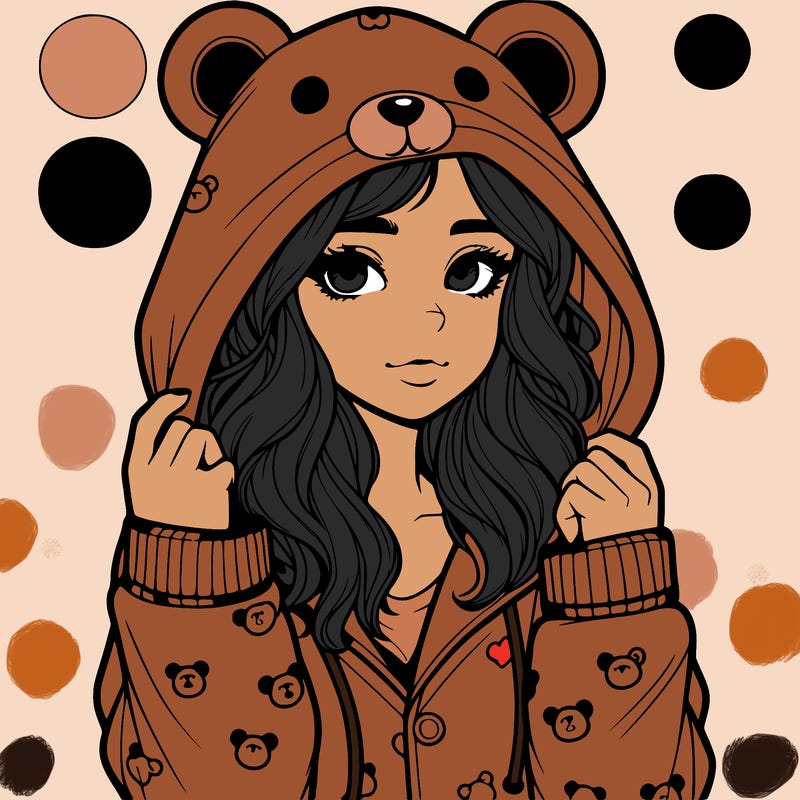 realistic girl in a animal pjs hoodie