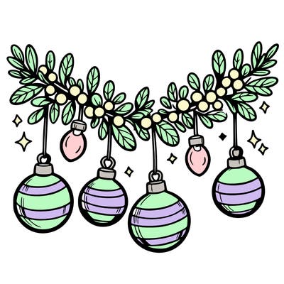 christmas garland with big bulbs