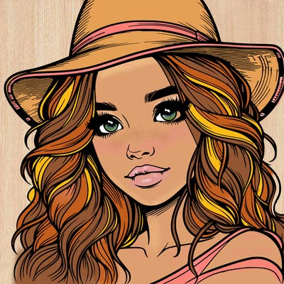 realistic girl with hat