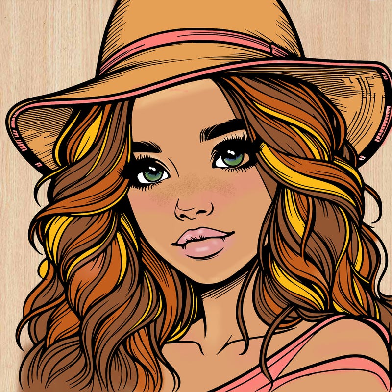 realistic girl with hat