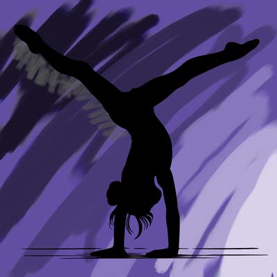 realistic gymnastic hand stand girl in four splits
