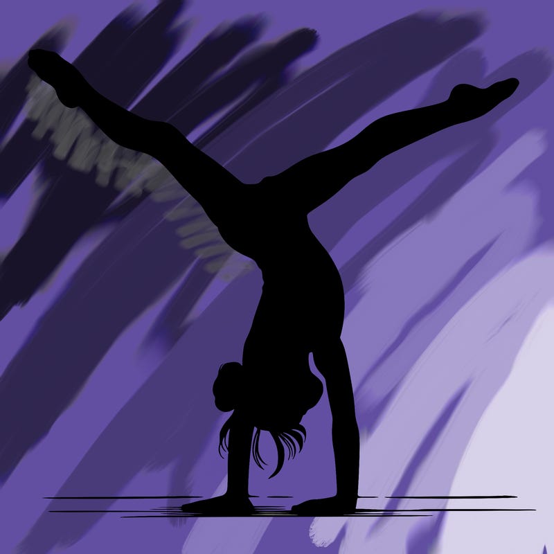 realistic gymnastic hand stand girl in four splits