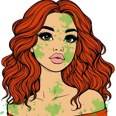 realistic girl with wavy hair and lips