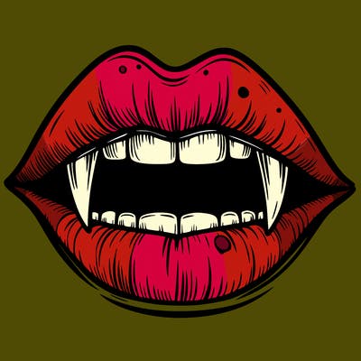 lips with vampire teeth