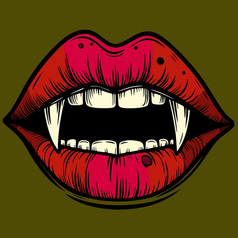 lips with vampire teeth