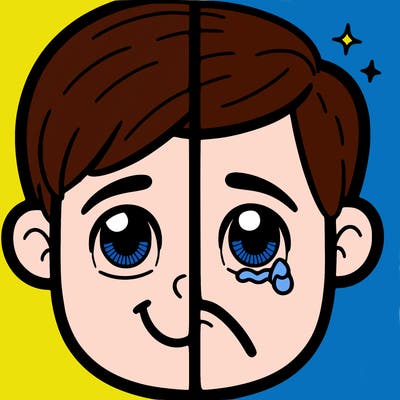 half happy half sad realistic split