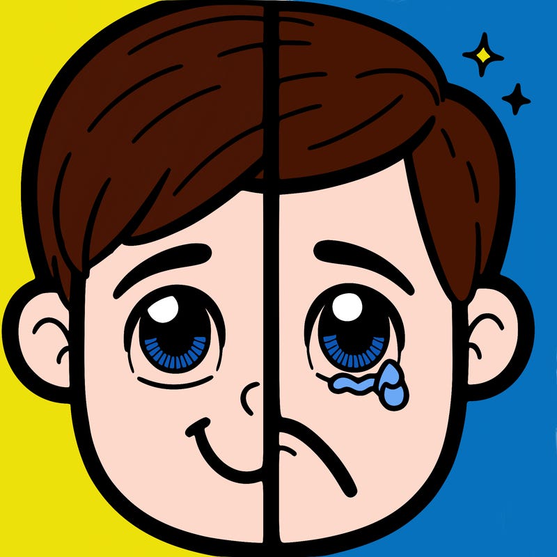 half happy half sad realistic split