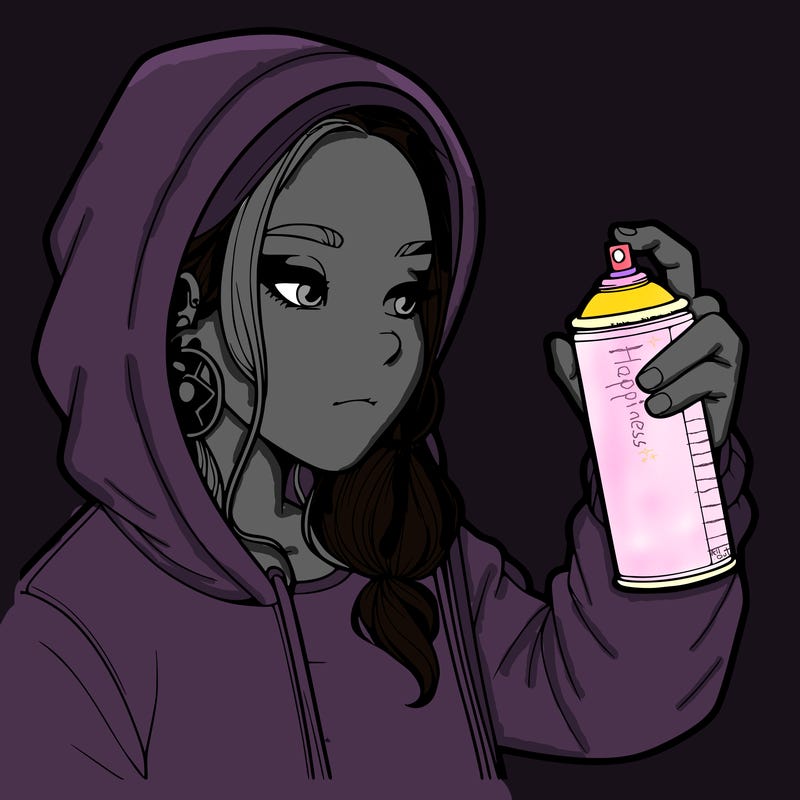 a realistic girl, spray painting