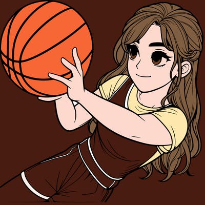 realistic girl playing basketball