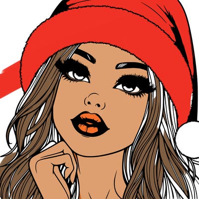 realistic christmas girl with lips