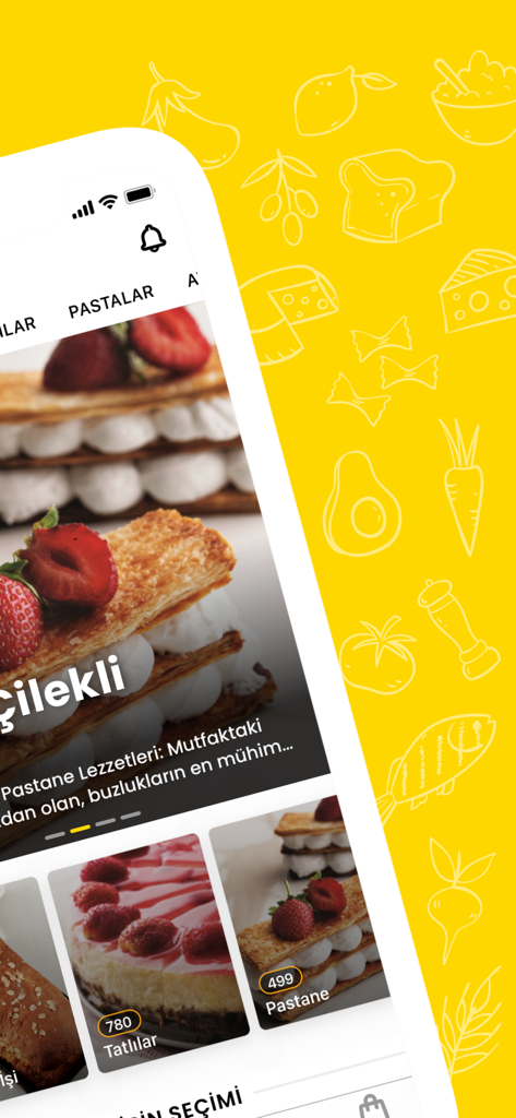 Lokma recipe app interface showing delicious strawberry dessert recipes and pastry categories