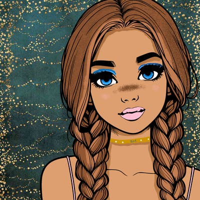 realistic girl with braids