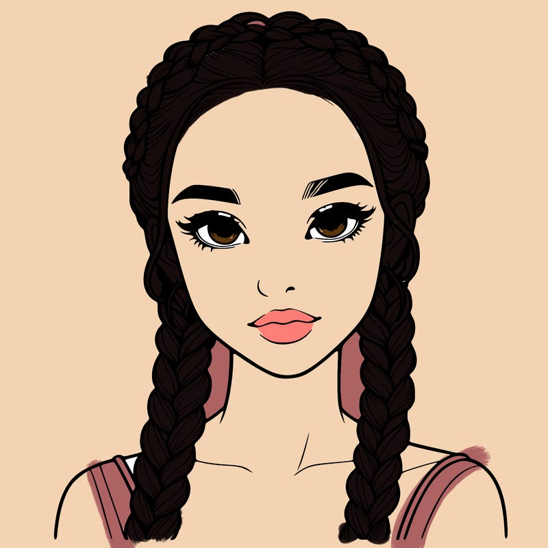 realistic girl with braids