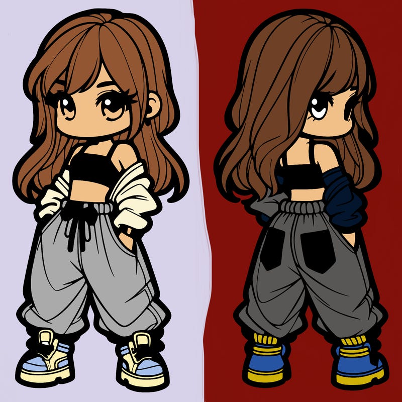 girl in crop top and baggy pants