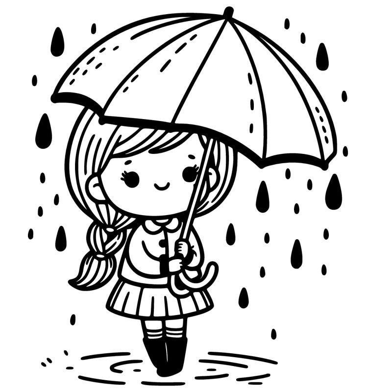 girl with a umbrella in the rain