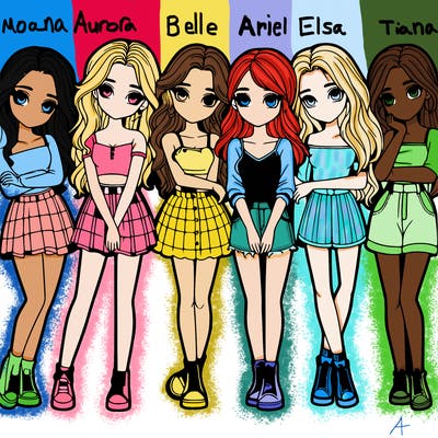a group of girls realistic