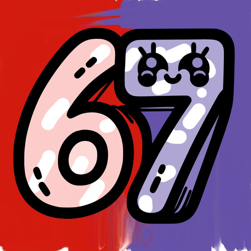 the numbers 67