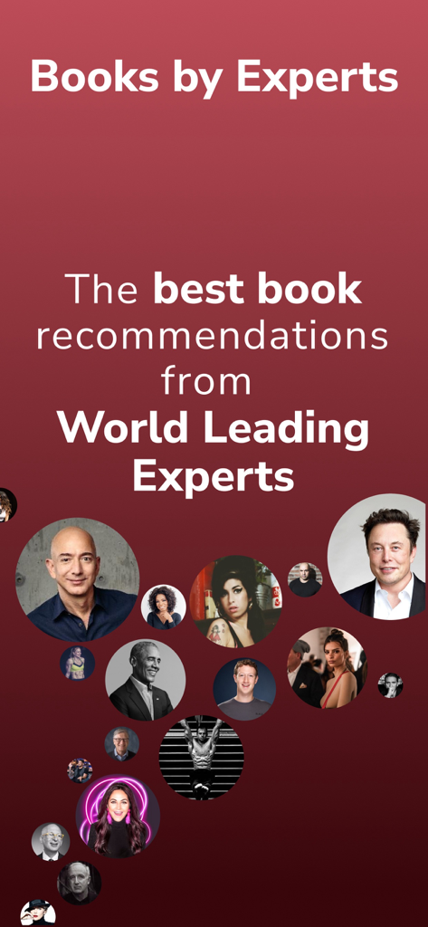 Bookshelf: Book Tracker, Club - 유명 멘토와 책 추천을 특징으로 하는 Books by Experts 앱 소개 화면