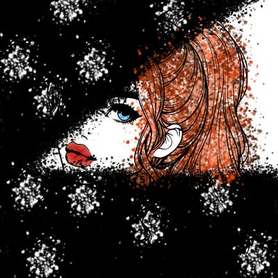 realistic girl with a ponytail on her hair and lips