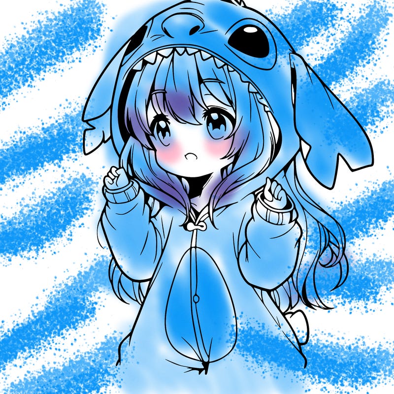 anime girl in a stitch onsie
