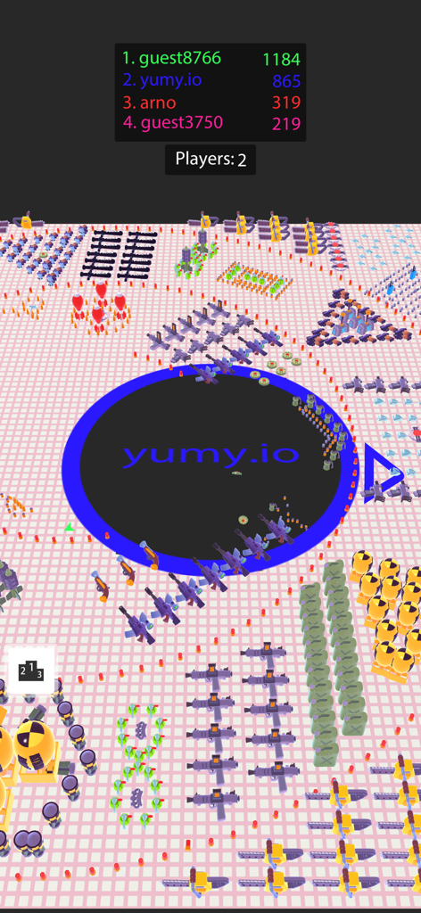 yumy.io - Black Hole Games - Agujero negro consumiendo armas en el Mapa de Balas en yumy.io