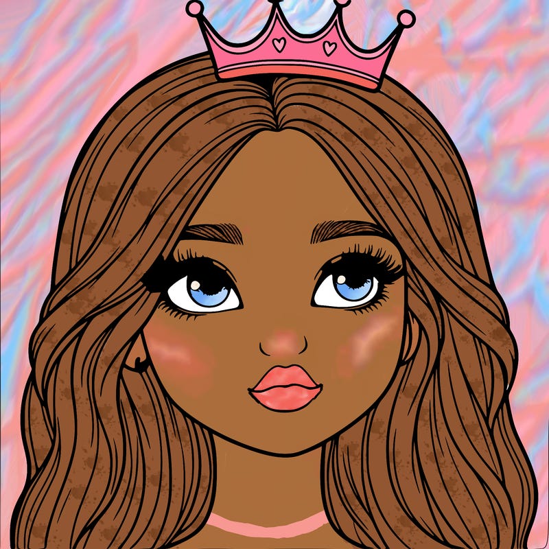 a realistic girl with a crown on