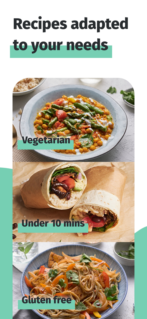 8fit Workouts & Meal Planner - 8fit App präsentiert gesunde Mahlzeitenrezepte, die auf vegetarische, glutenfreie und schnelle Zubereitung zugeschnitten sind