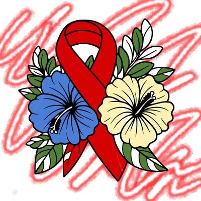 breast cancer awareness with hibiscus flowers