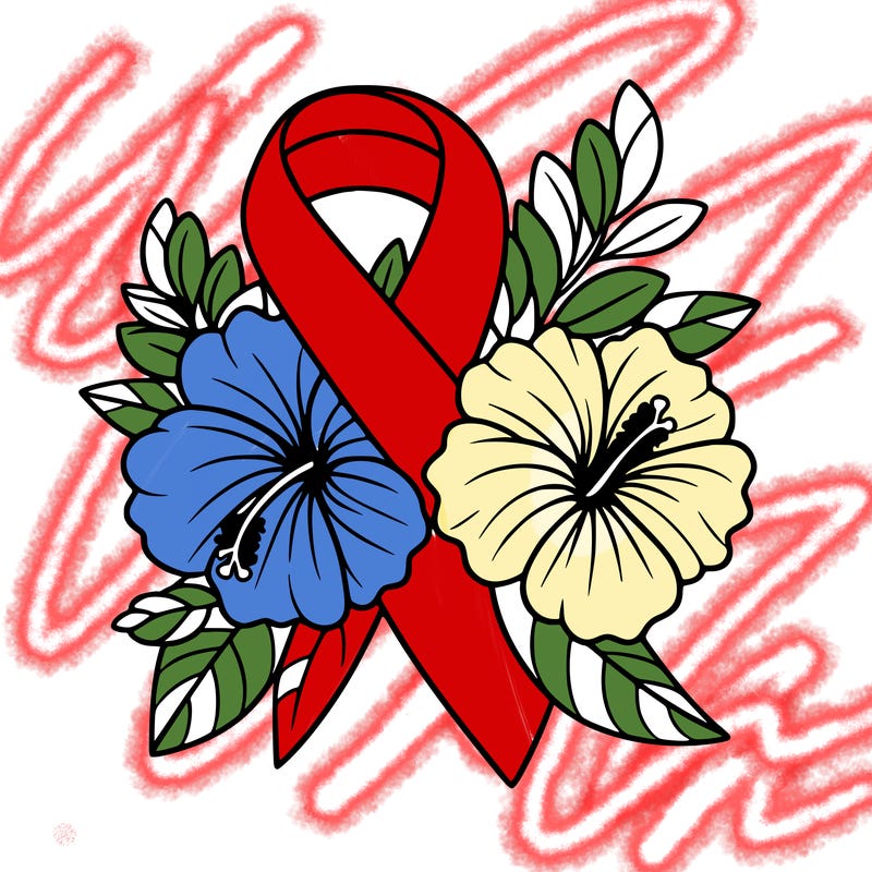 breast cancer awareness with hibiscus flowers